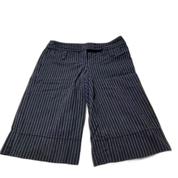 Ann Taylor Loft Marisa Pinstripe Capri Dress Pants Black Career Office Sz. 8 - Picture 2 of 6